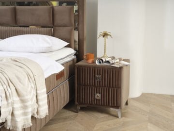 BROWN DİAMOND  İki Çekmeceli Kumaş Kaplama Modern Komodin